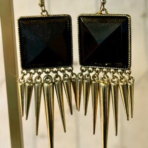 Black and Gold Dangle Earrings